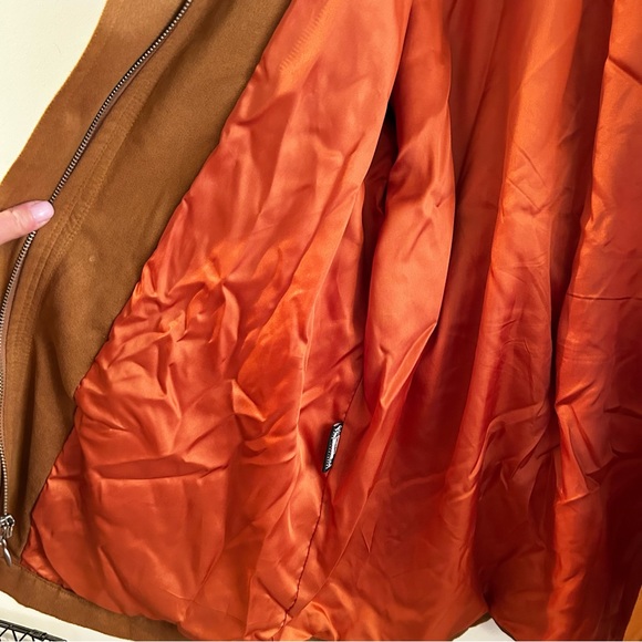 Vintage Damselle Women's Stylish Burnt Orange Utility Jacket with Fur Trim - Picture 5 of 7